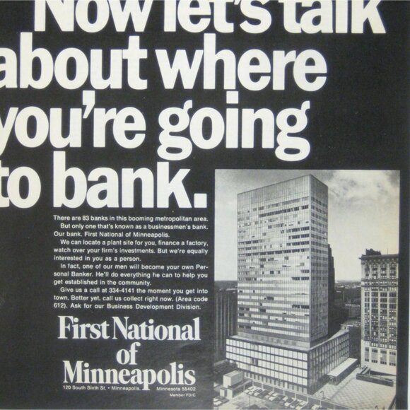 Vintage 1968 First National Of Minneapolis Print Advertisement Minnesota - Picture 2 of 2